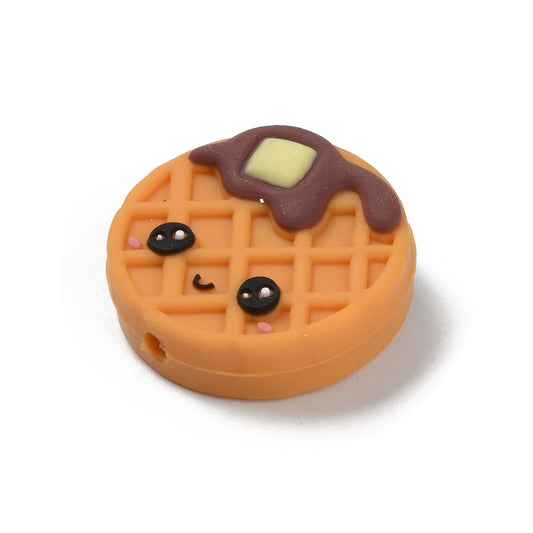 Silicone Beads, Biscuits, Focal Beads, Saddle Brown