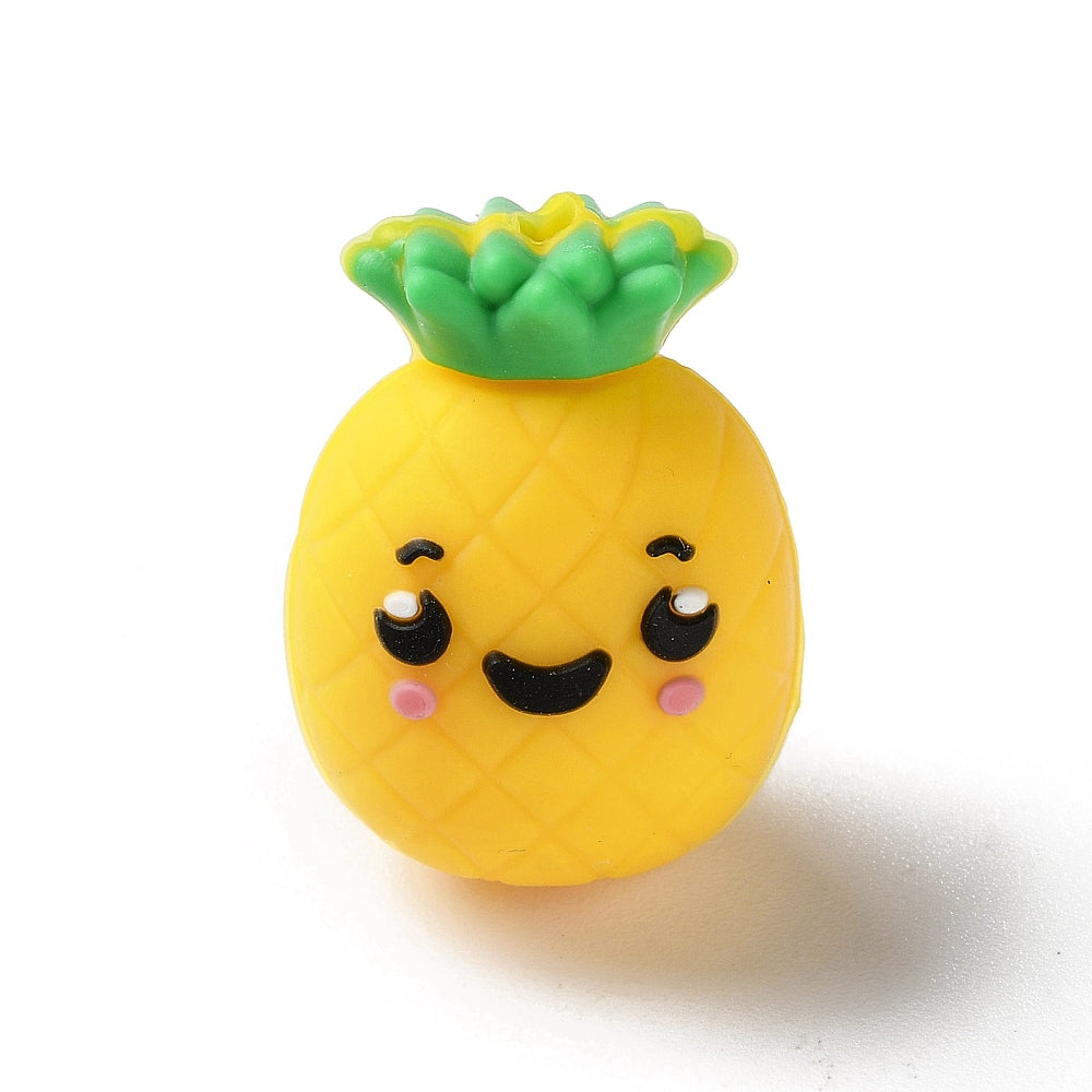 Silicone Beads, Yellow, Focal Beads, Pineapple