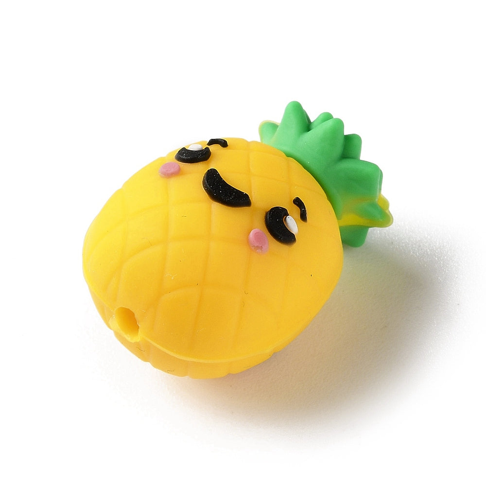 Silicone Beads, Yellow, Focal Beads, Pineapple