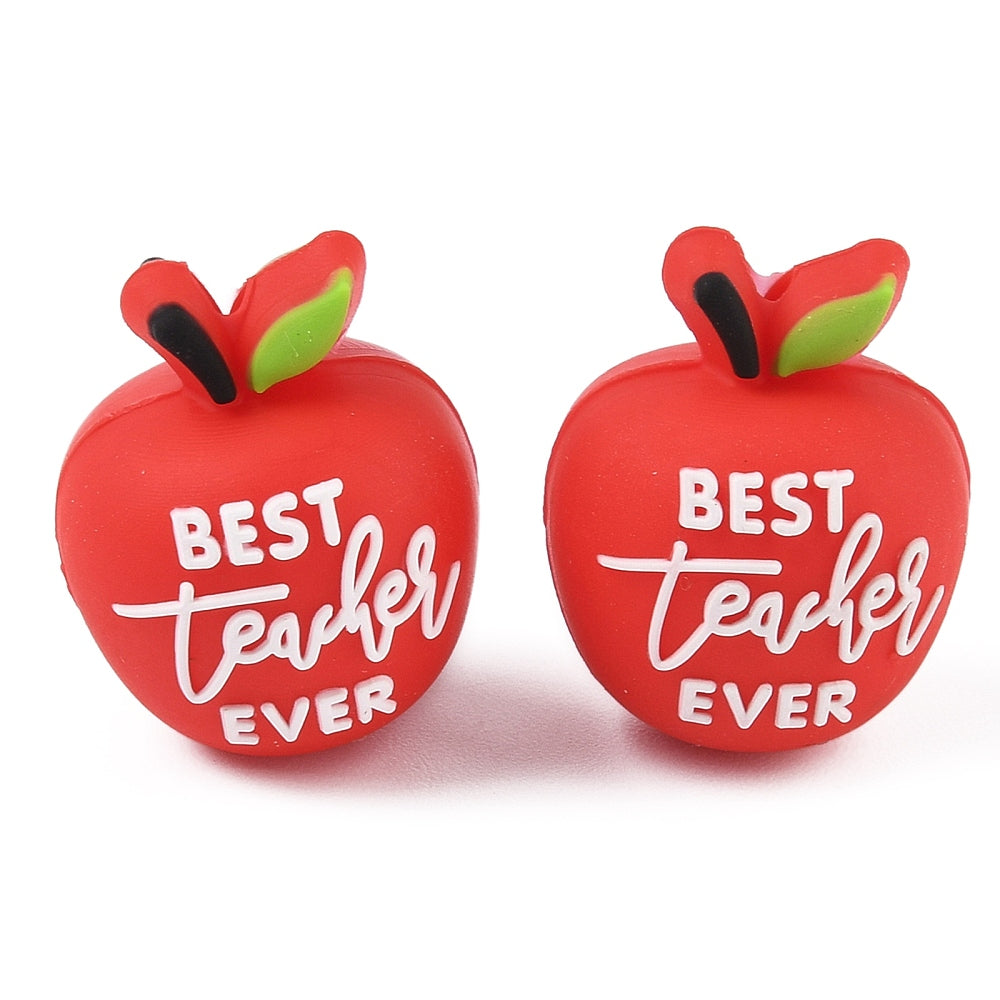 Teachers' Day Themes Silicone Beads, Apple