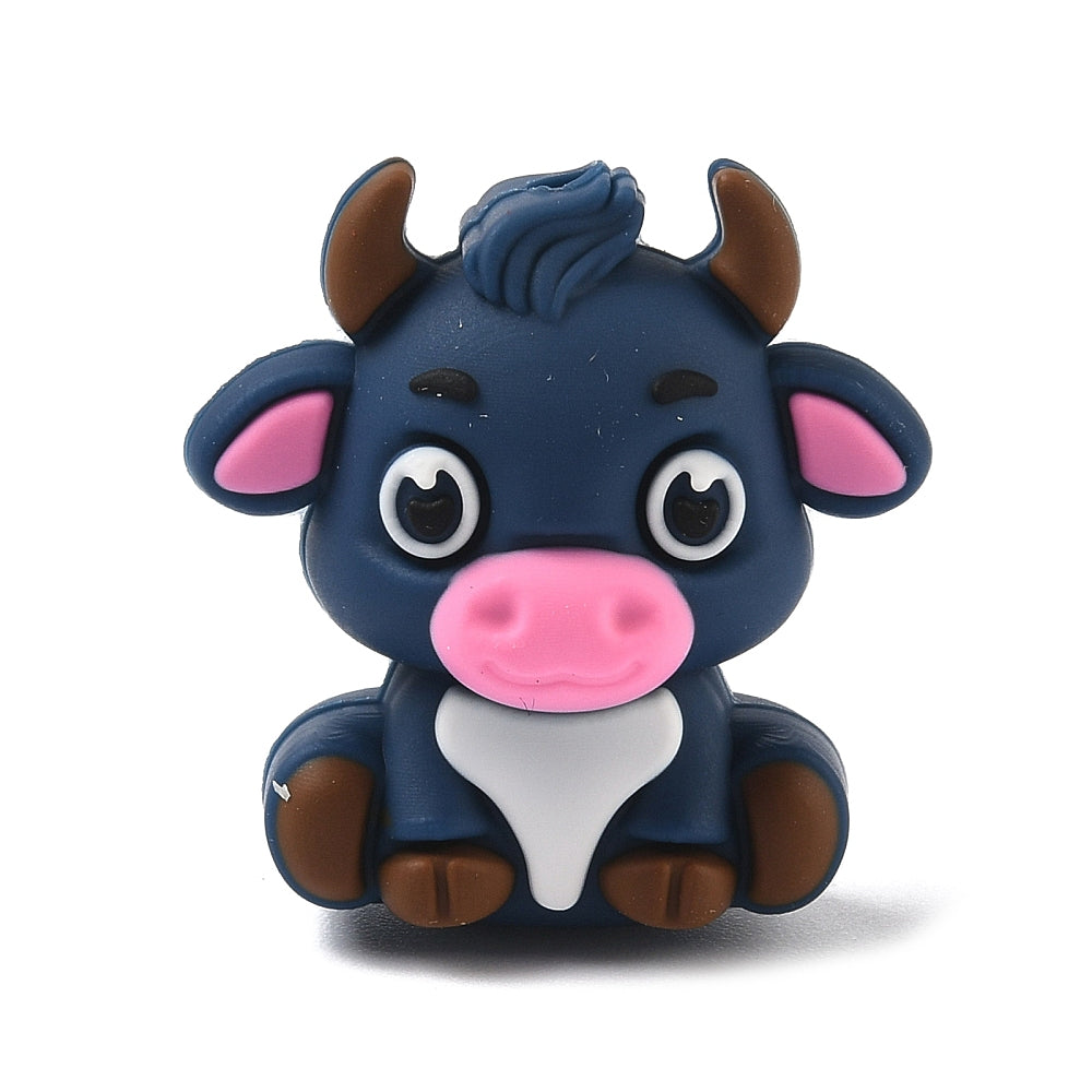 Black Cow Silicone Focal Bead 28mm | The Pink Bead Shop Canada