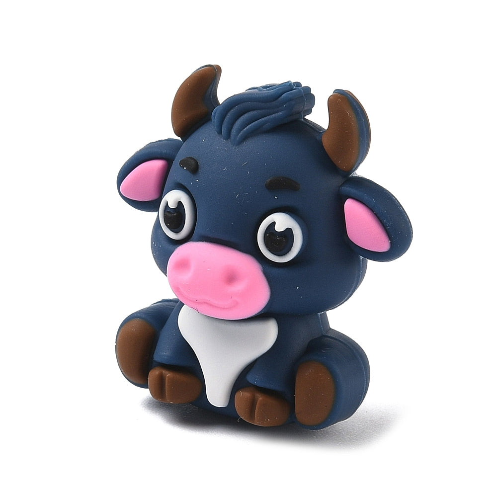 Black Cow Silicone Focal Bead 28mm | The Pink Bead Shop Canada
