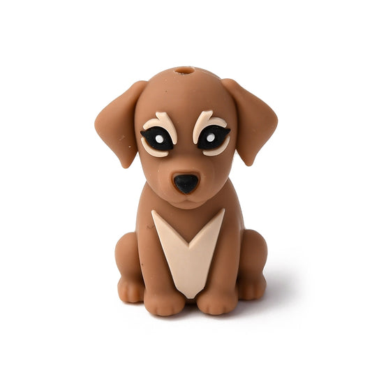 Silicone Beads, Focal Beads, Dog, Saddle Brow