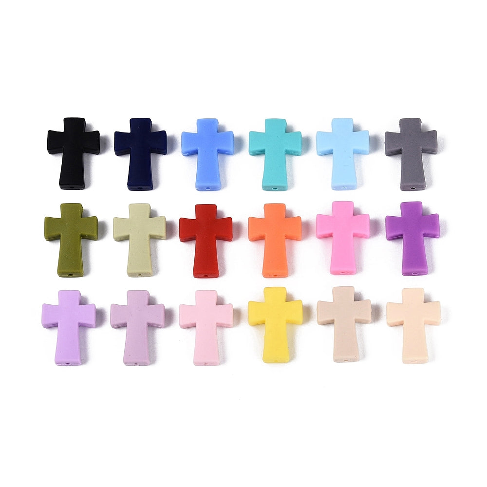 Mixed Color Silicone Cross Beads 34.5mm | The Pink Bead Shop Canada