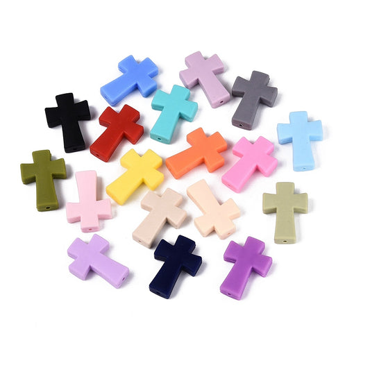 Mixed Color Silicone Cross Beads 34.5mm | The Pink Bead Shop Canada
