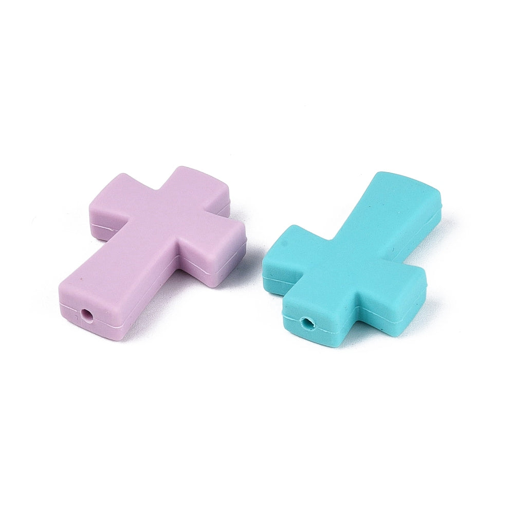 Mixed Color Silicone Cross Beads 34.5mm | The Pink Bead Shop Canada