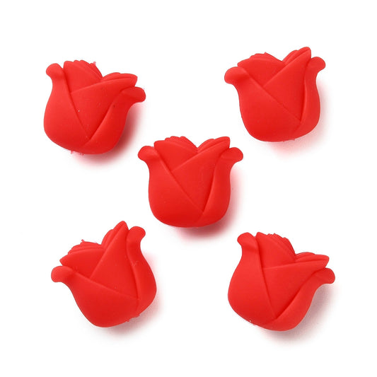 Rose Silicone Focal Beads | Red Rose Silicone Beads | The Pink Bead Shop Canada