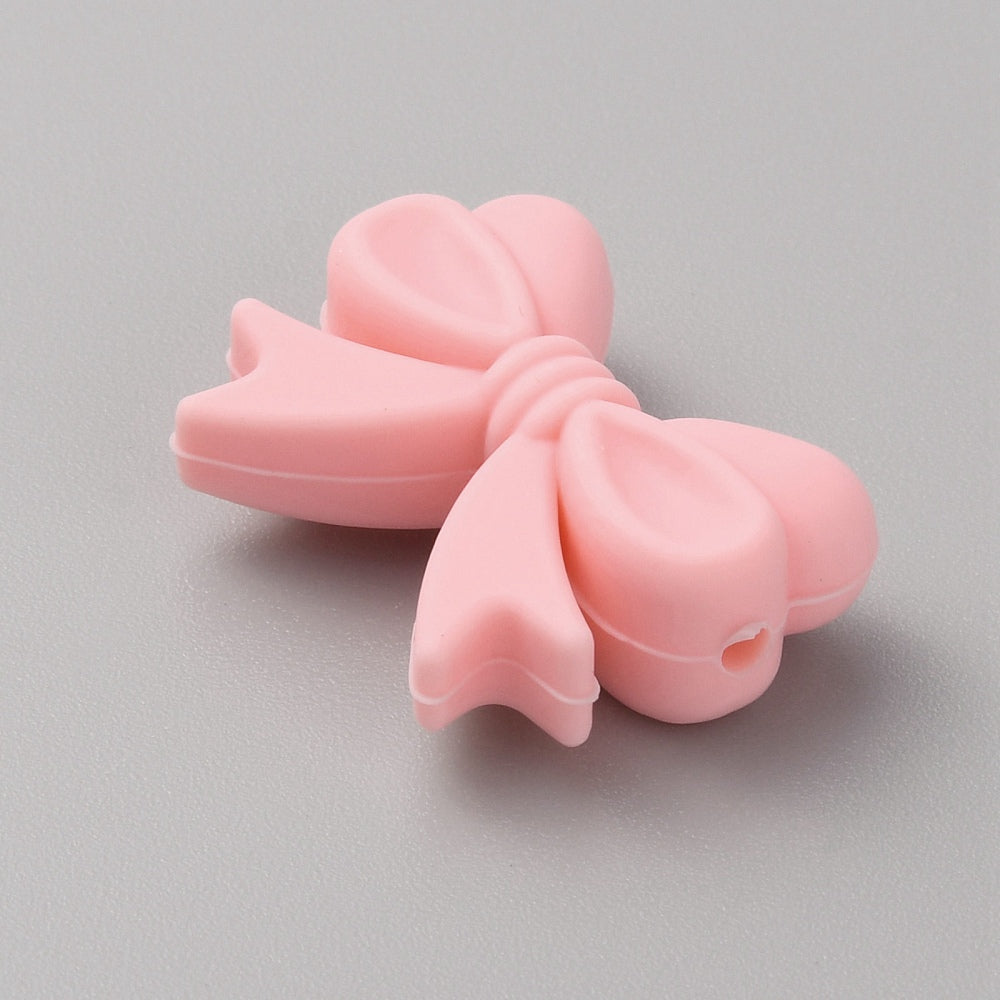 Pink Bow Silicone Focal Bead 28mm | The Pink Bead Shop Canada