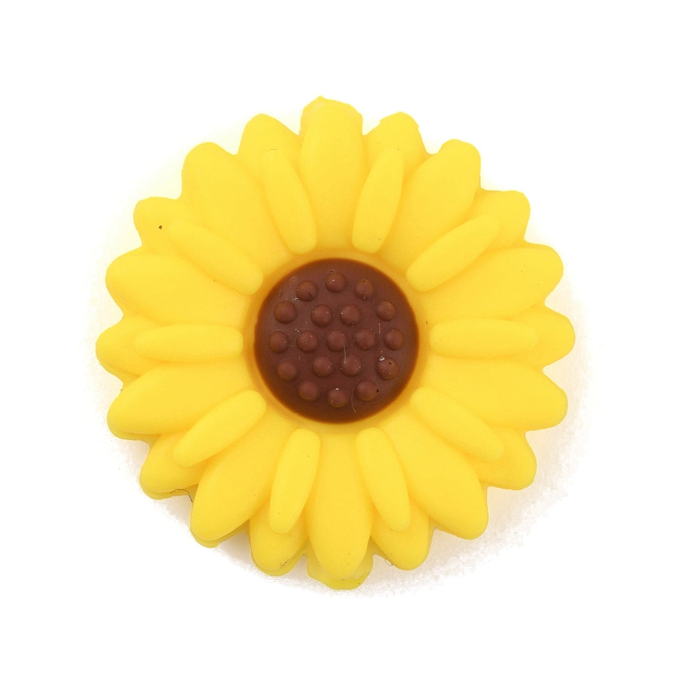 Food Grade Eco-Friendly Silicone Beads, Daisy, Gold