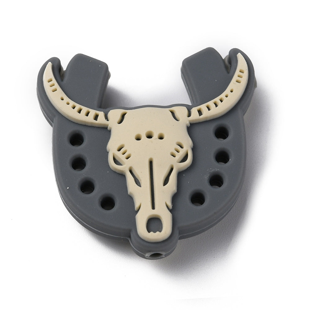 Food Grade Eco-Friendly Silicone Beads, Cattle, Gray