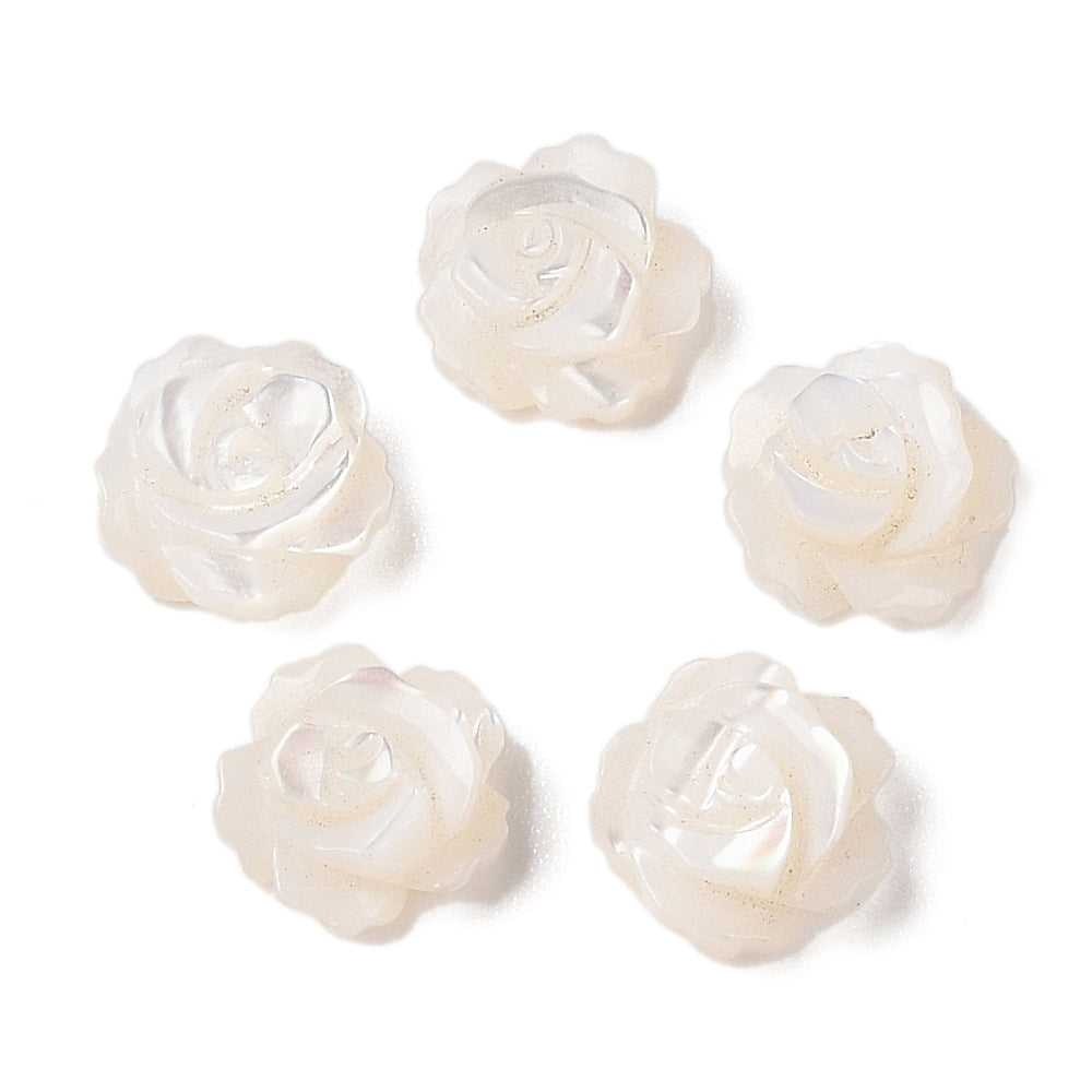 Natural White Shell Flower Beads 10mm Half Drilled – Sold in Packs of 2| The Pink Bead Shop Canada