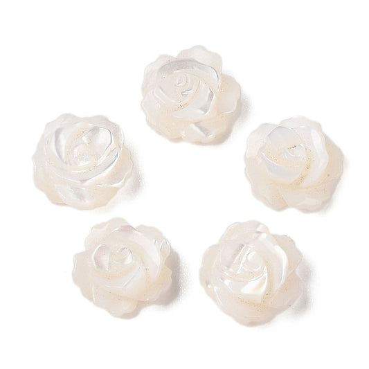 Natural White Shell Flower Beads 10mm Half Drilled – Sold in Packs of 2| The Pink Bead Shop Canada