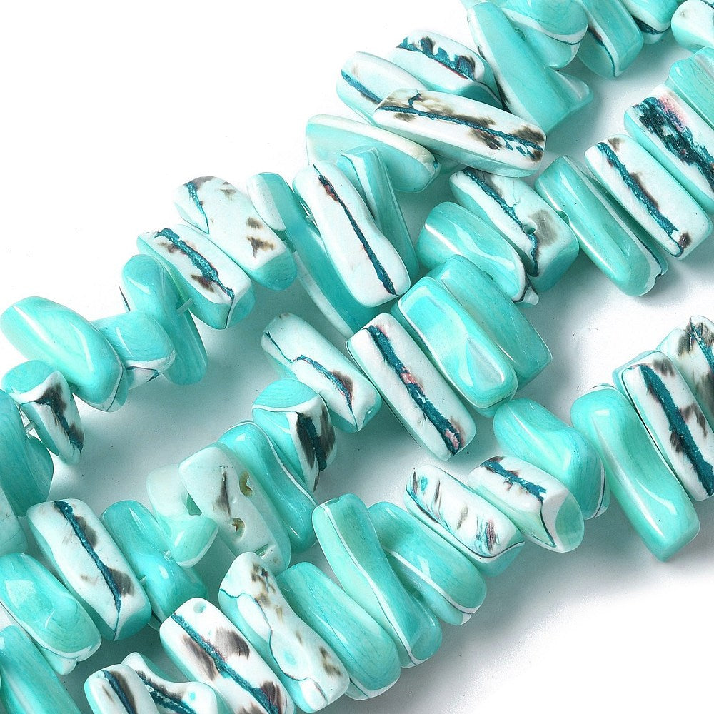 Dark Turquoise Trochus Shell Nugget Beads – Dyed Natural Shell The Pink Bead Shop