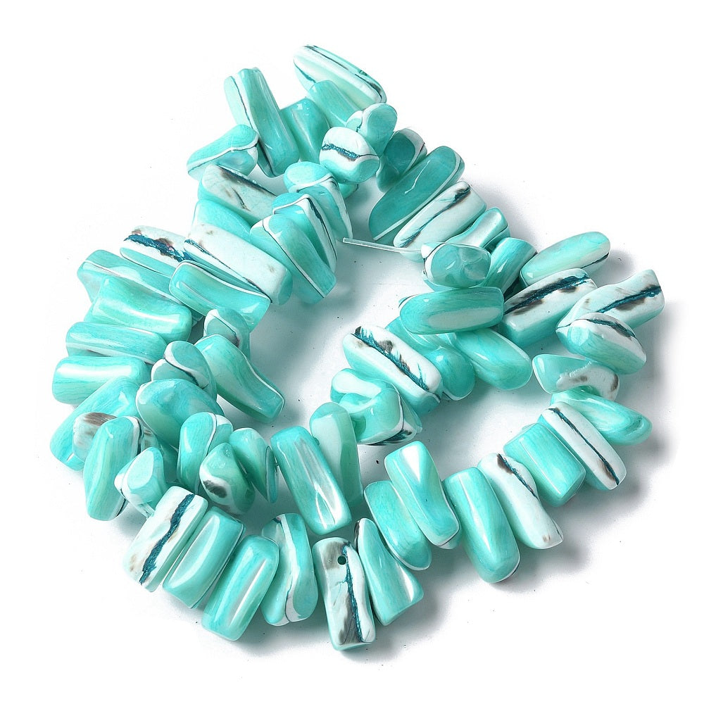 Dark Turquoise Trochus Shell Nugget Beads – Dyed Natural Shell The Pink Bead Shop