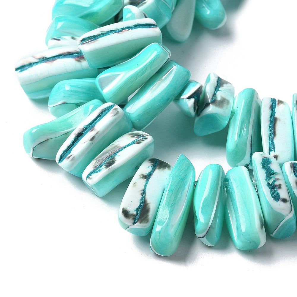Dark Turquoise Trochus Shell Nugget Beads – Dyed Natural Shell The Pink Bead Shop