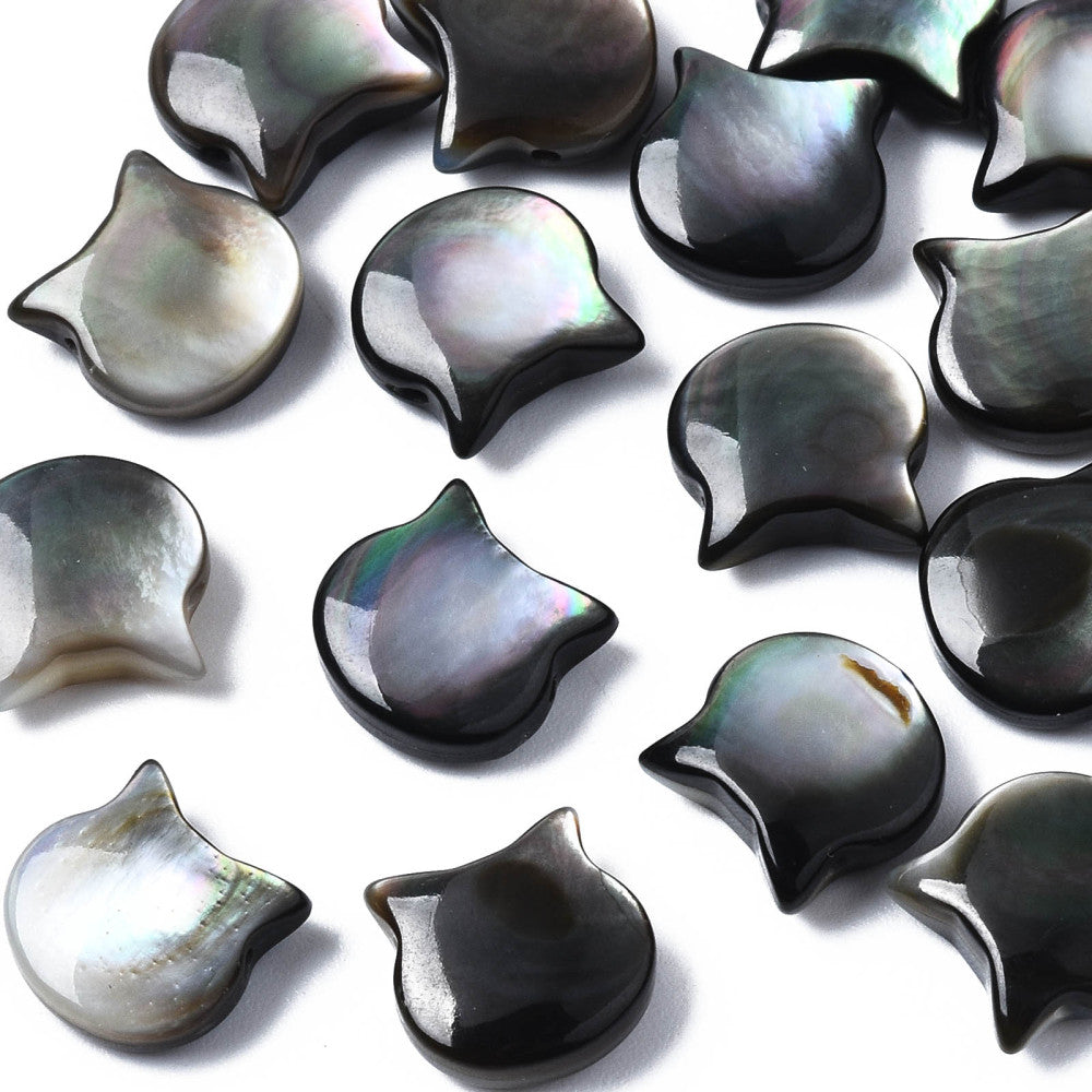 Natural Black Lip Shell Cat Beads 10mm – 2 Pack | The Pink Bead Shop Canada