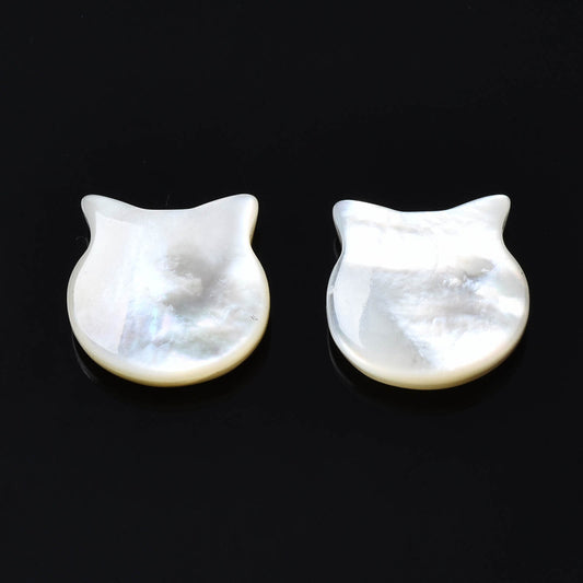 Natural White Shell Cat Beads 10mm – 2 Pack | The Pink Bead Shop Canada