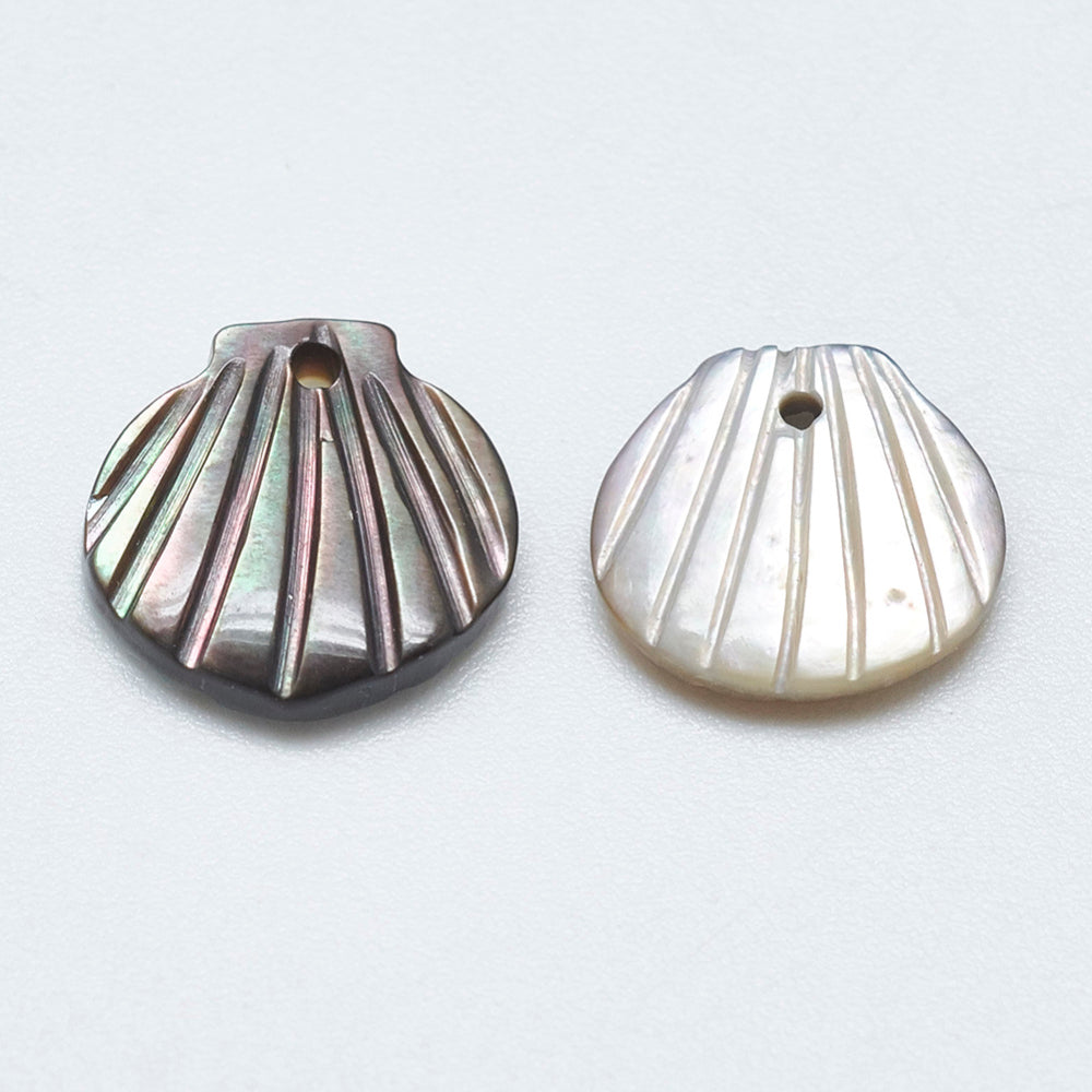 Natural Black Lip Shell Scallop Shell Charms 10mm – 2 Pack | The Pink Bead Shop Canada