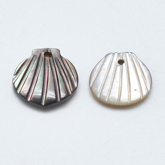 Natural Black Lip Shell Scallop Shell Charms 10mm – 2 Pack | The Pink Bead Shop Canada