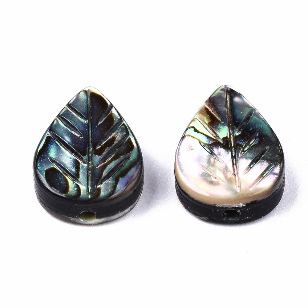 Natural Abalone Shell Leaf Beads 12.5x8.5mm – 2 Pack | The Pink Bead Shop Canada