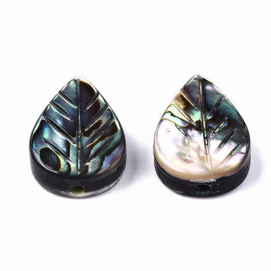 Natural Abalone Shell Leaf Beads 12.5x8.5mm – 2 Pack | The Pink Bead Shop Canada