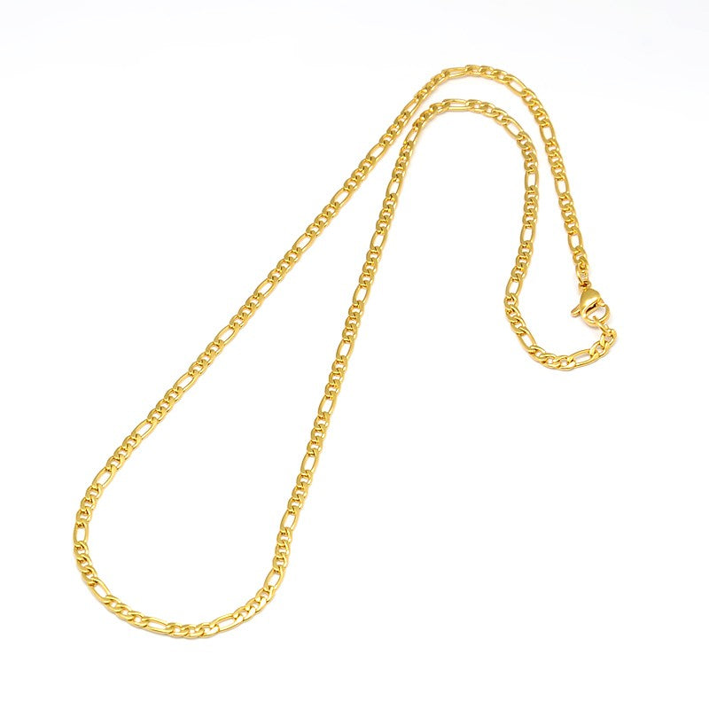 18K Gold Plated 304 Stainless Steel Figaro Chain Necklace – 17.91” PVD plated| The Pink Bead Shop Canada