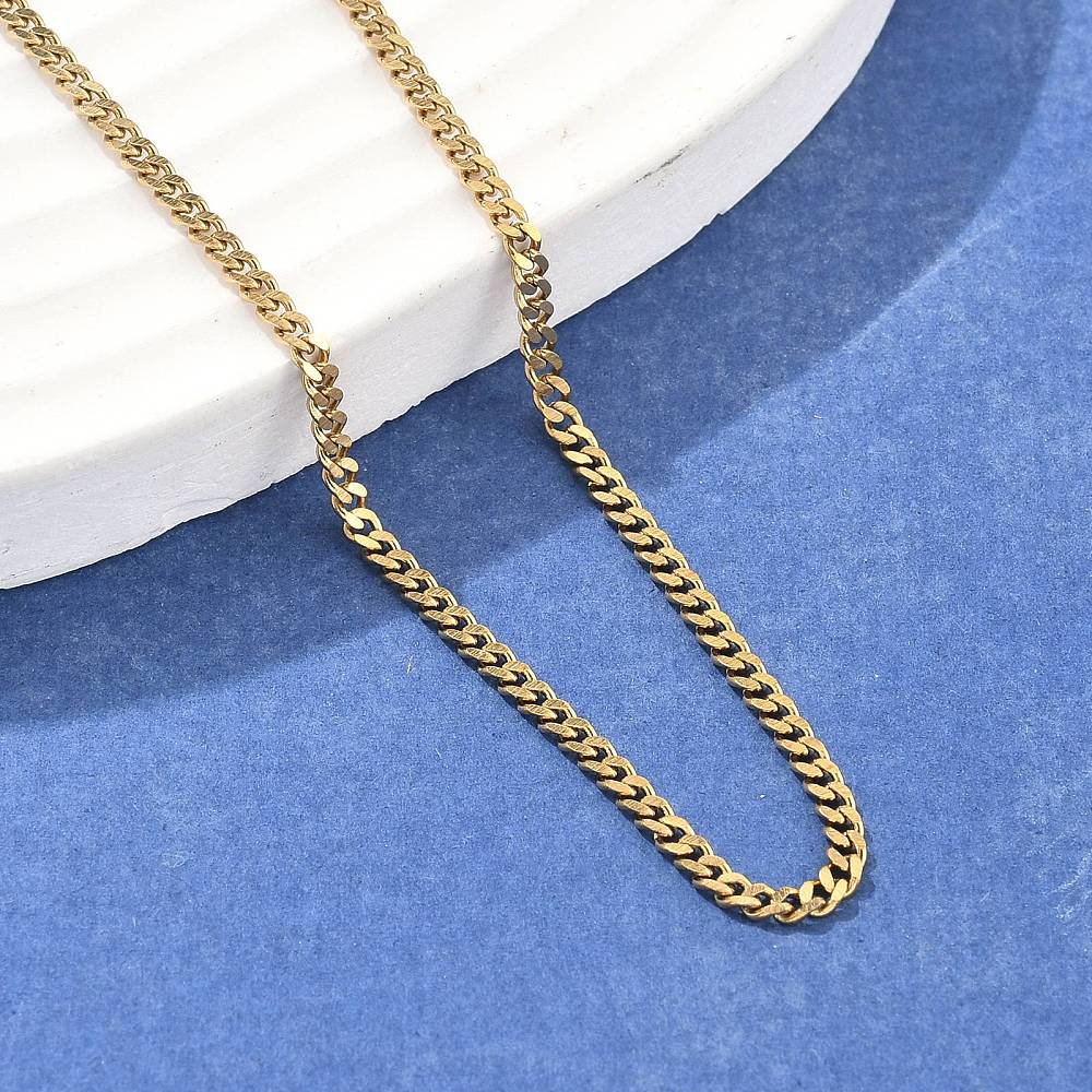 Gold PVD 304 Stainless Steel Curb Chain Necklace – 23.4” | The Pink Bead Shop Canada