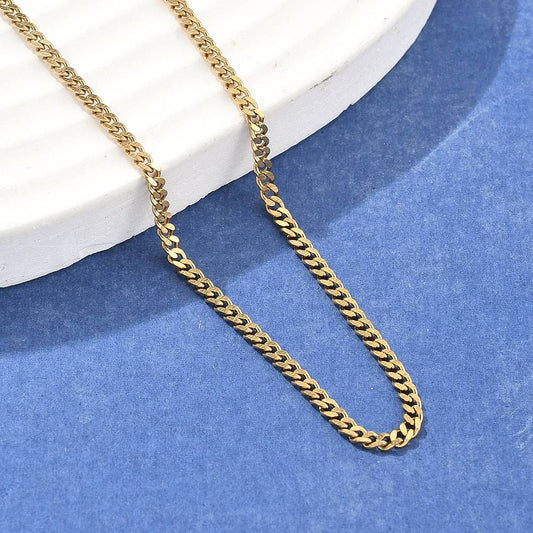Gold PVD 304 Stainless Steel Curb Chain Necklace – 23.4” | The Pink Bead Shop Canada