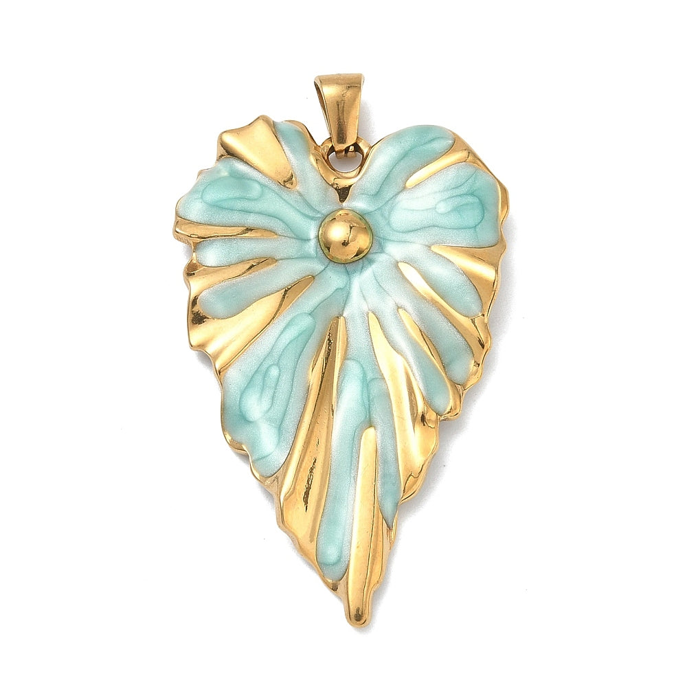 Enamel Leaf Pendants – 18K Gold Plated Stainless Steel | Multiple Colours | The Pink Bead Shop Canada