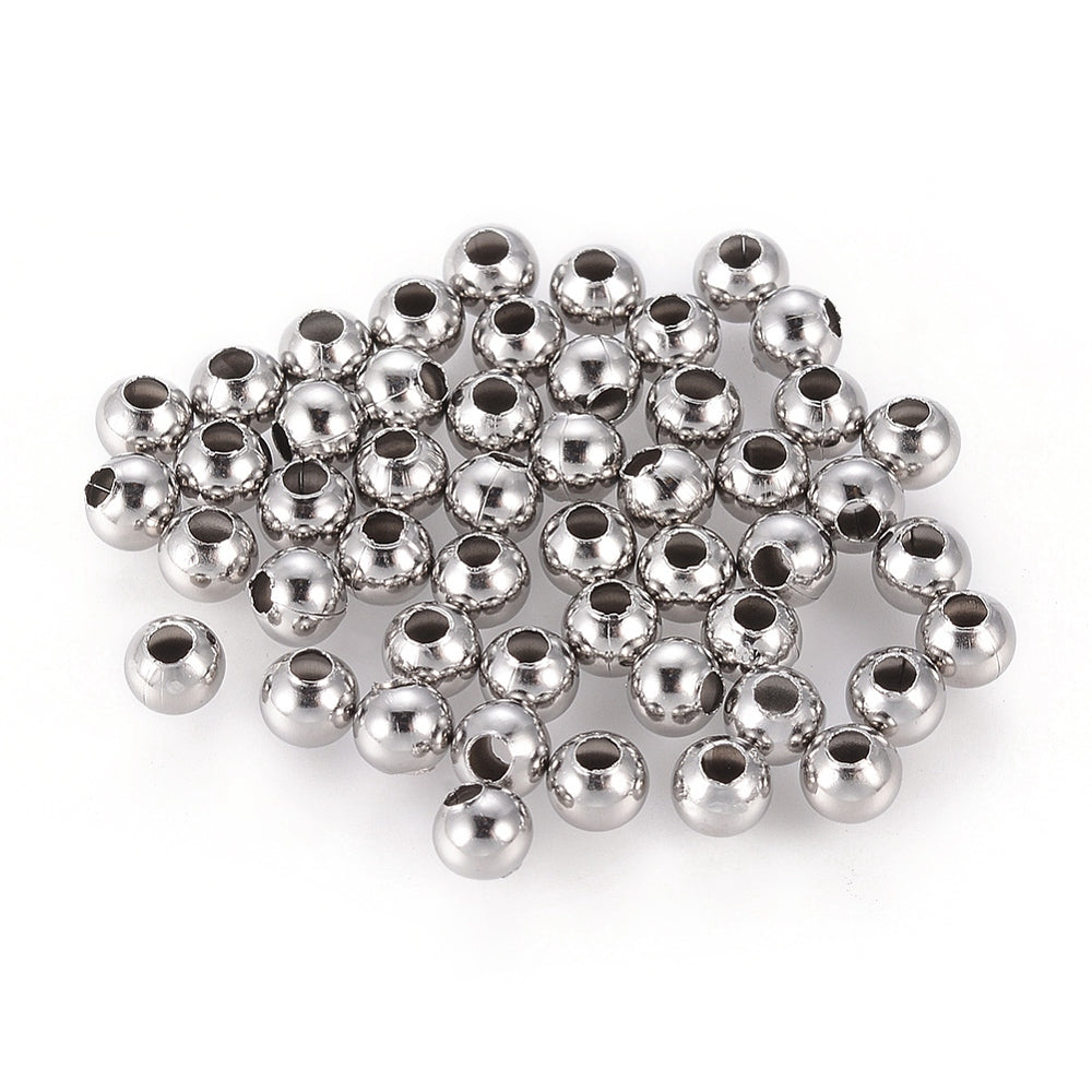 304 Stainless Steel Hollow Round Beads – 2mm – 500 Pieces | The Pink Bead Shop Canada