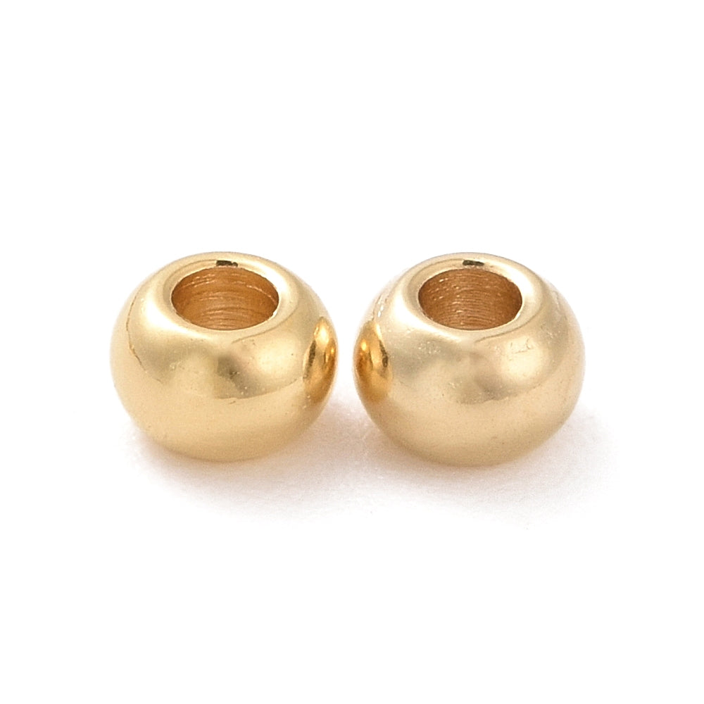 18K Gold Plated Stainless Steel Round Spacer Beads – 4mm – 100 Pack | The Pink Bead Shop Canada