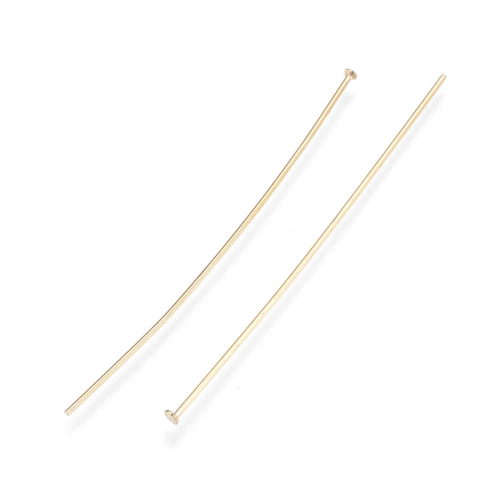 Gold 304 Stainless Steel Flat Head Pins – 50mm – Pack of 50 | The Pink Bead Shop Canada