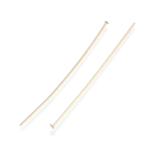 Gold 304 Stainless Steel Flat Head Pins – 50mm – Pack of 50 | The Pink Bead Shop Canada