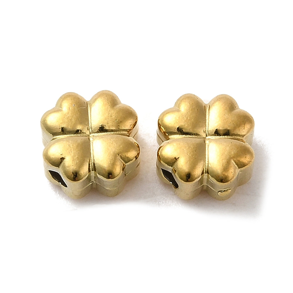 304 Stainless Steel Clover Beads – Stainless Steel or Real 18K Gold Plated – Pack of 2 | The Pink Bead Shop Canada