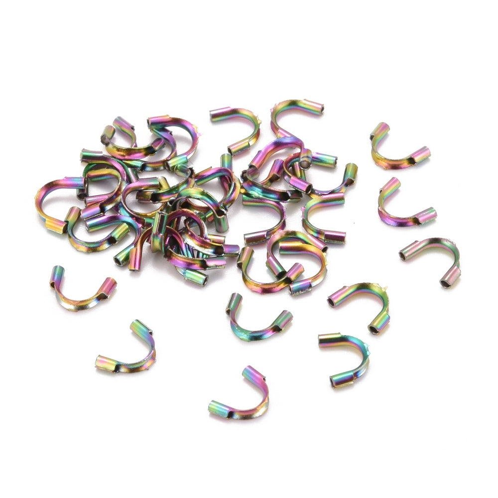 Rainbow Ion-Plated 316 Stainless Steel Wire Guardians – 4.5mm – Pack of 20 | The Pink Bead Shop Canada