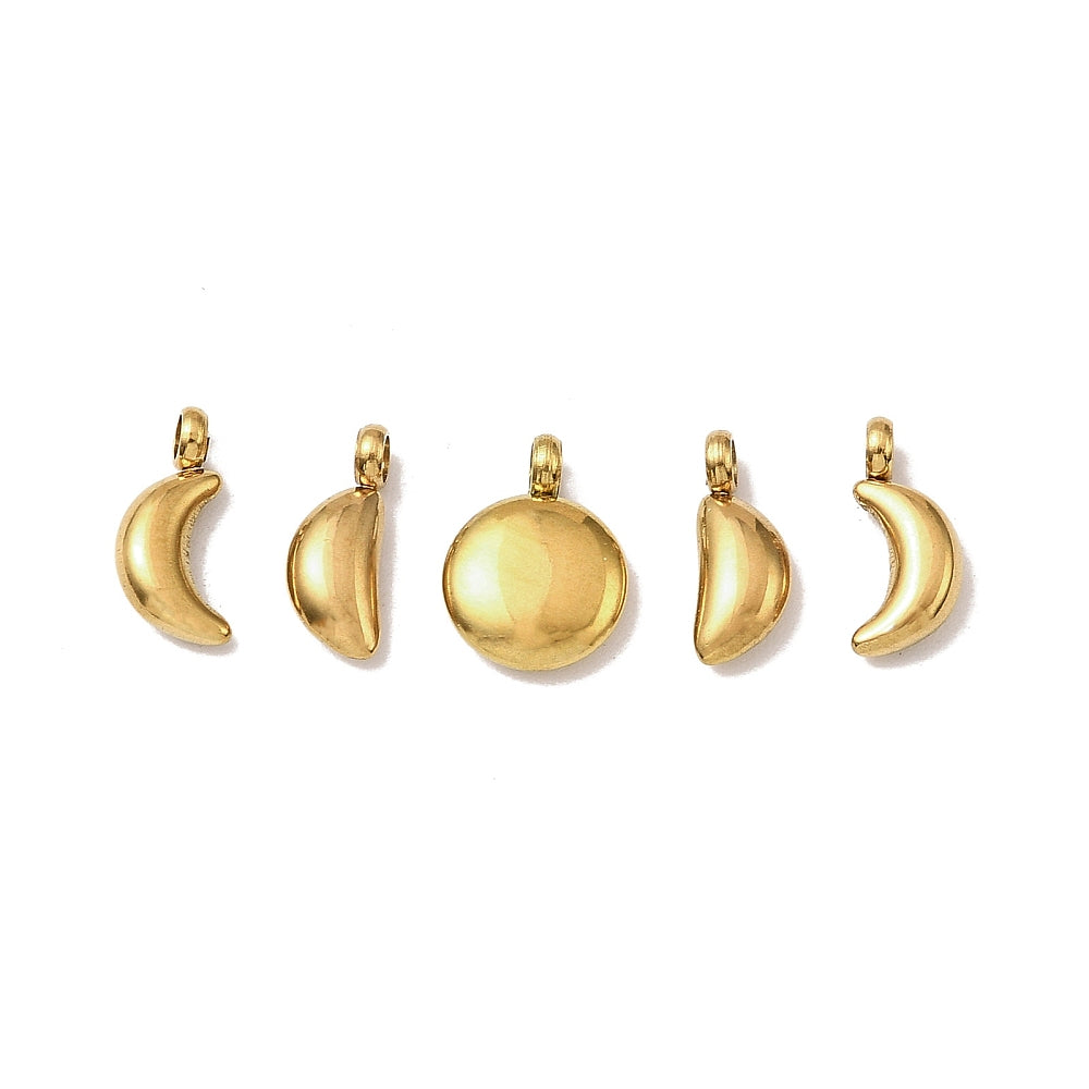 304 Stainless Steel Moon Phase Charm Set – Gold or Stainless Steel | The Pink Bead Shop Canada
