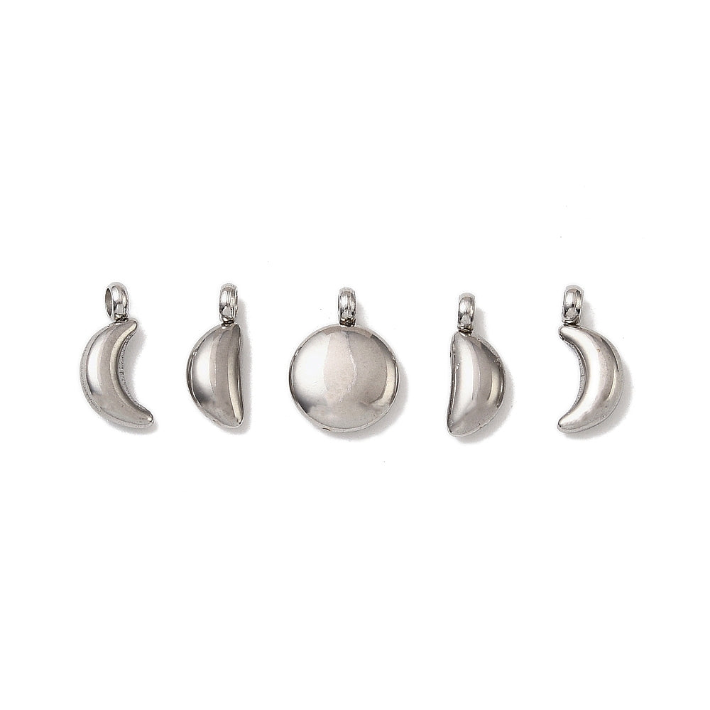 304 Stainless Steel Moon Phase Charm Set – Gold or Stainless Steel | The Pink Bead Shop Canada
