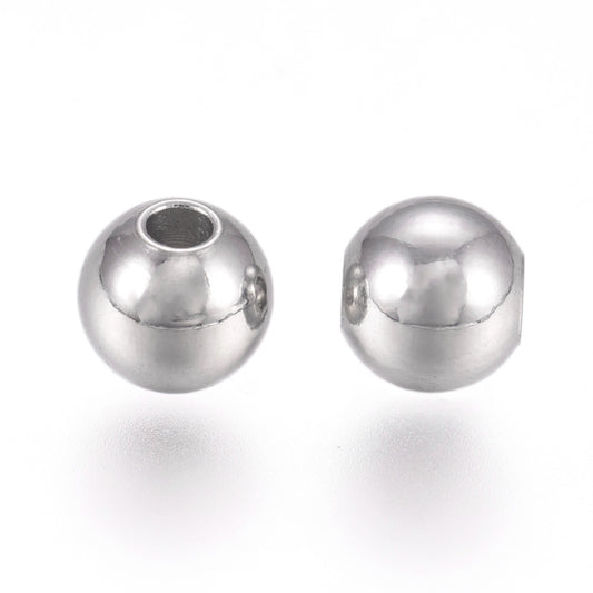 316L Surgical Stainless Steel Round Beads – 4mm – 50 Pack | The Pink Bead Shop Canada