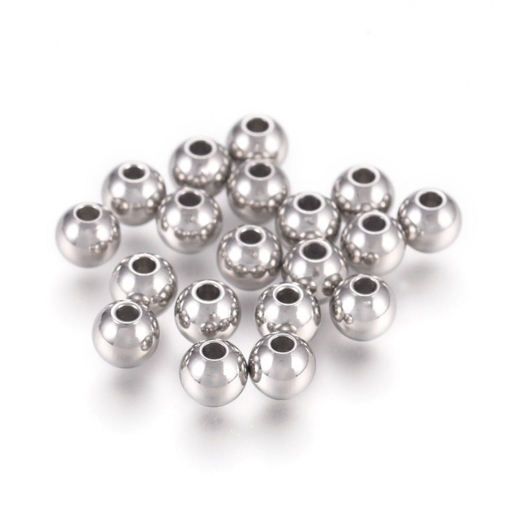 316L Surgical Stainless Steel Round Beads – 4mm – 50 Pack | The Pink Bead Shop Canada