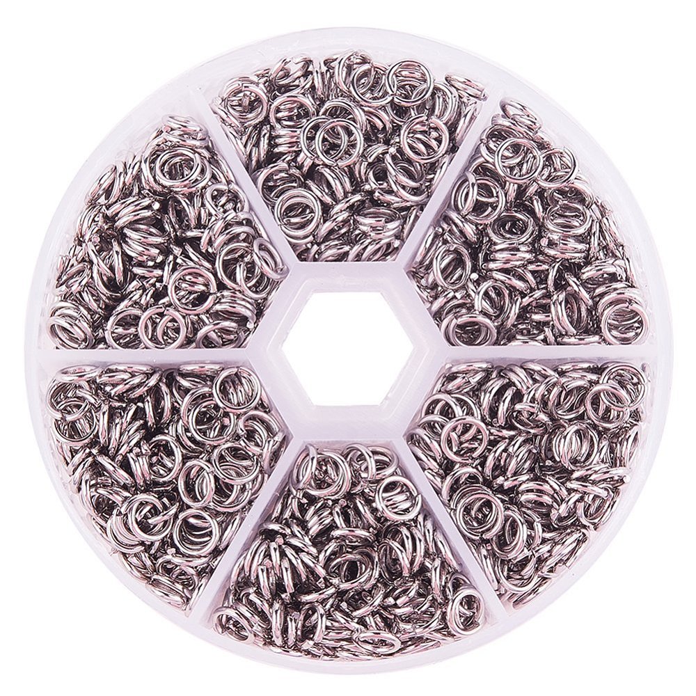 Stainless Steel Jump Rings Set – 6mm, 1mm Thick (Multi Compartment Organizer) | The Pink Bead Shop Canada
