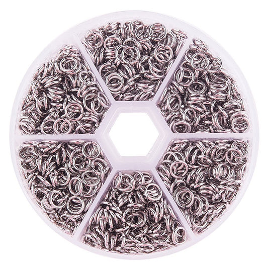 Stainless Steel Jump Rings Set – 6mm, 1mm Thick (Multi Compartment Organizer) | The Pink Bead Shop Canada