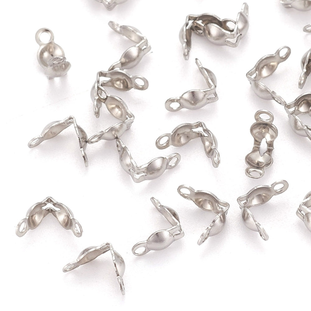 Tarnish Resistant Stainless Steel Clamshell Knot Covers 6x3mm | Pack of 50 | The Pink Bead Shop Canada