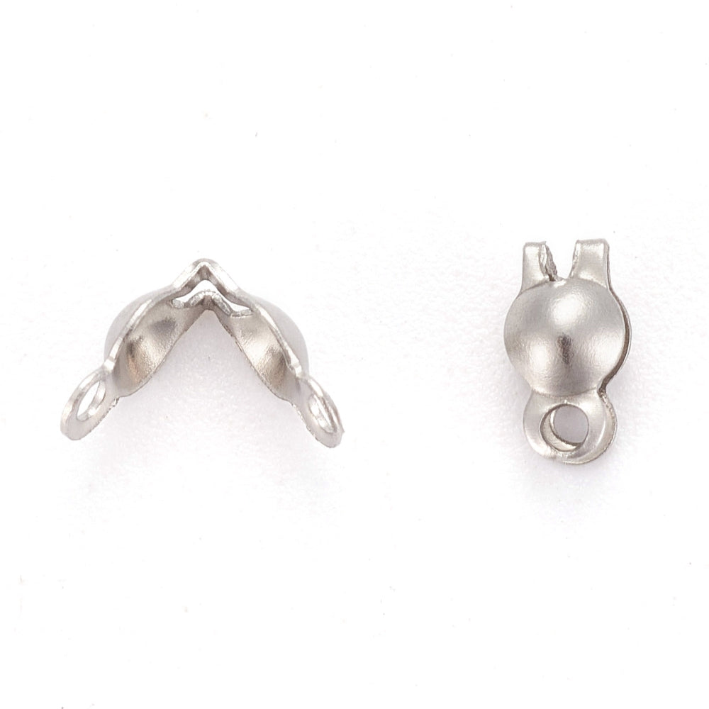Tarnish Resistant Stainless Steel Clamshell Knot Covers 6x3mm | Pack of 50 | The Pink Bead Shop Canada