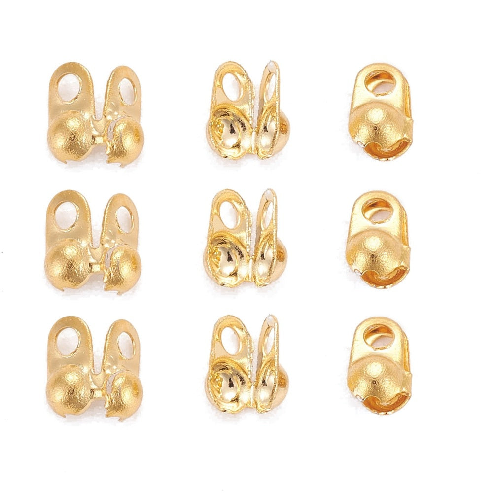 304 Stainless Steel Bead Tips Calotte Ends Gold 4x2mm 50 Pack | The Pink Bead Shop Canada