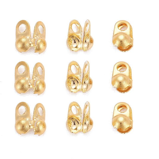 304 Stainless Steel Bead Tips Calotte Ends Gold 4x2mm 50 Pack | The Pink Bead Shop Canada