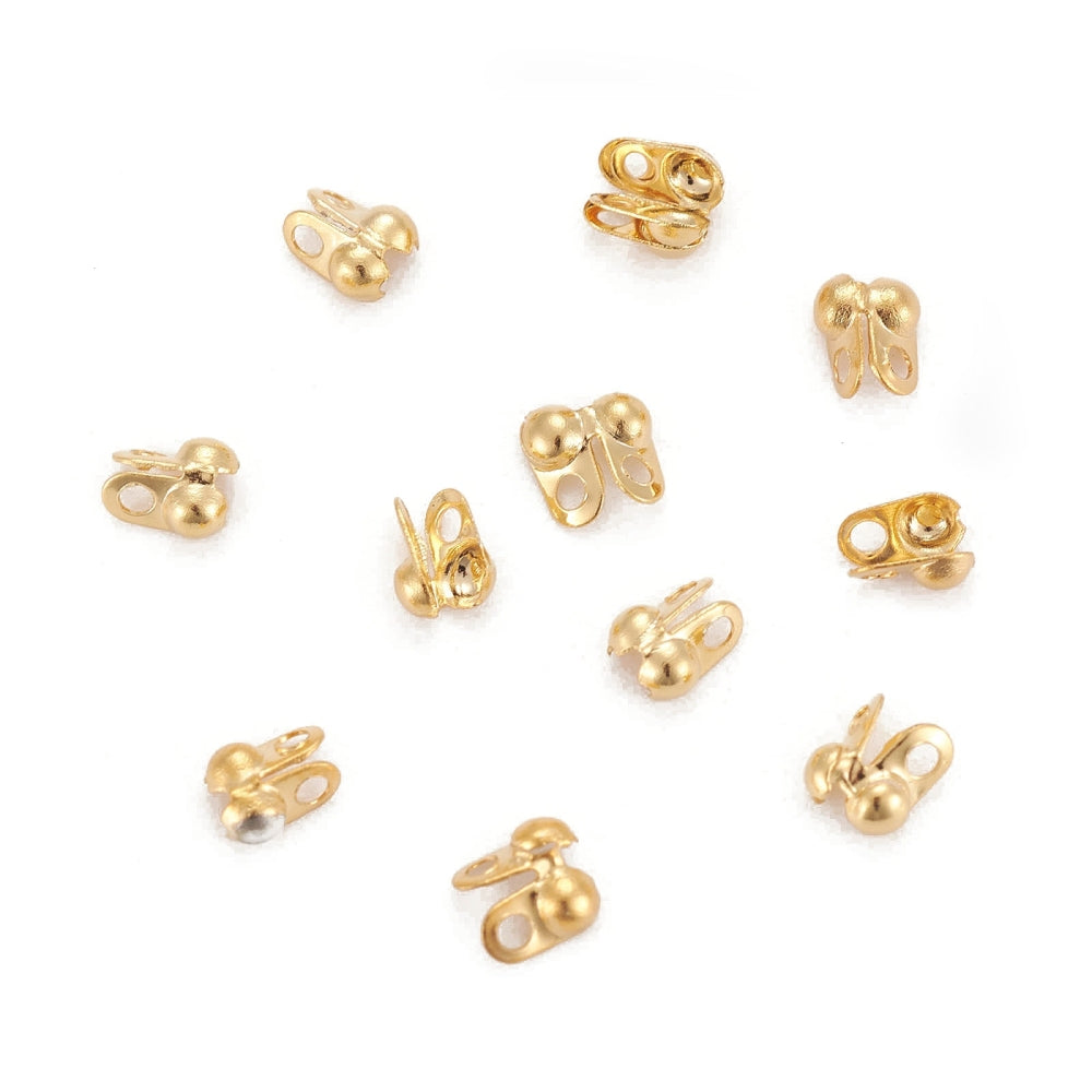 304 Stainless Steel Bead Tips Calotte Ends Gold 4x2mm 50 Pack | The Pink Bead Shop Canada