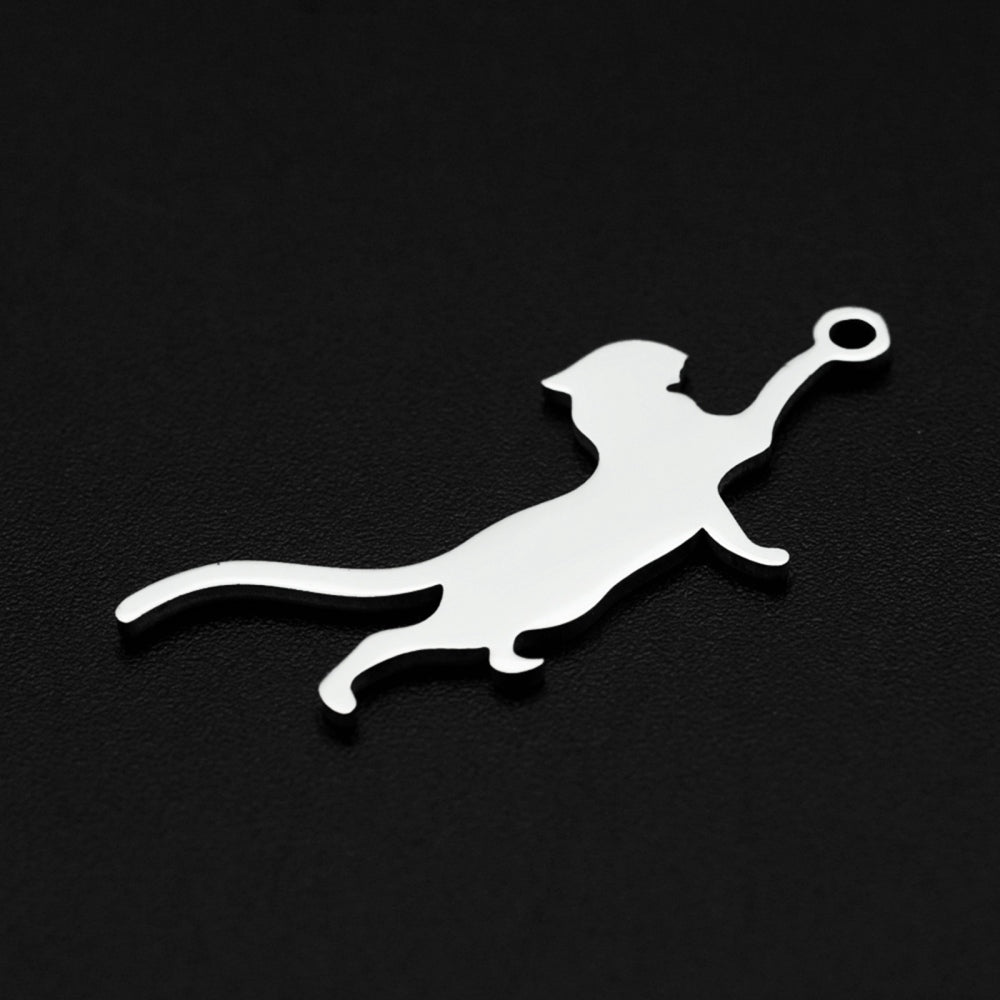 Leopard, Stainless Steel Color Non-Tarnish 201 Stainless Steel Pendants,