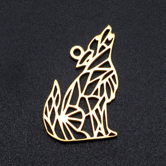 Wolf, Golden 201 Stainless Steel Pendants