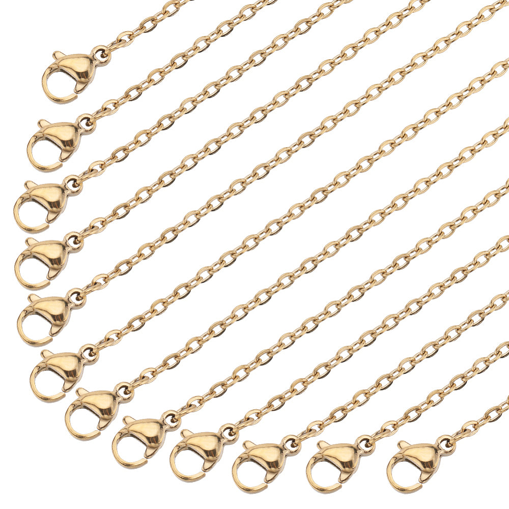 304 Stainless Steel Cable Chain Necklace – 19.7" – Long-Lasting PVD Gold Plated | The Pink Bead Shop Canada