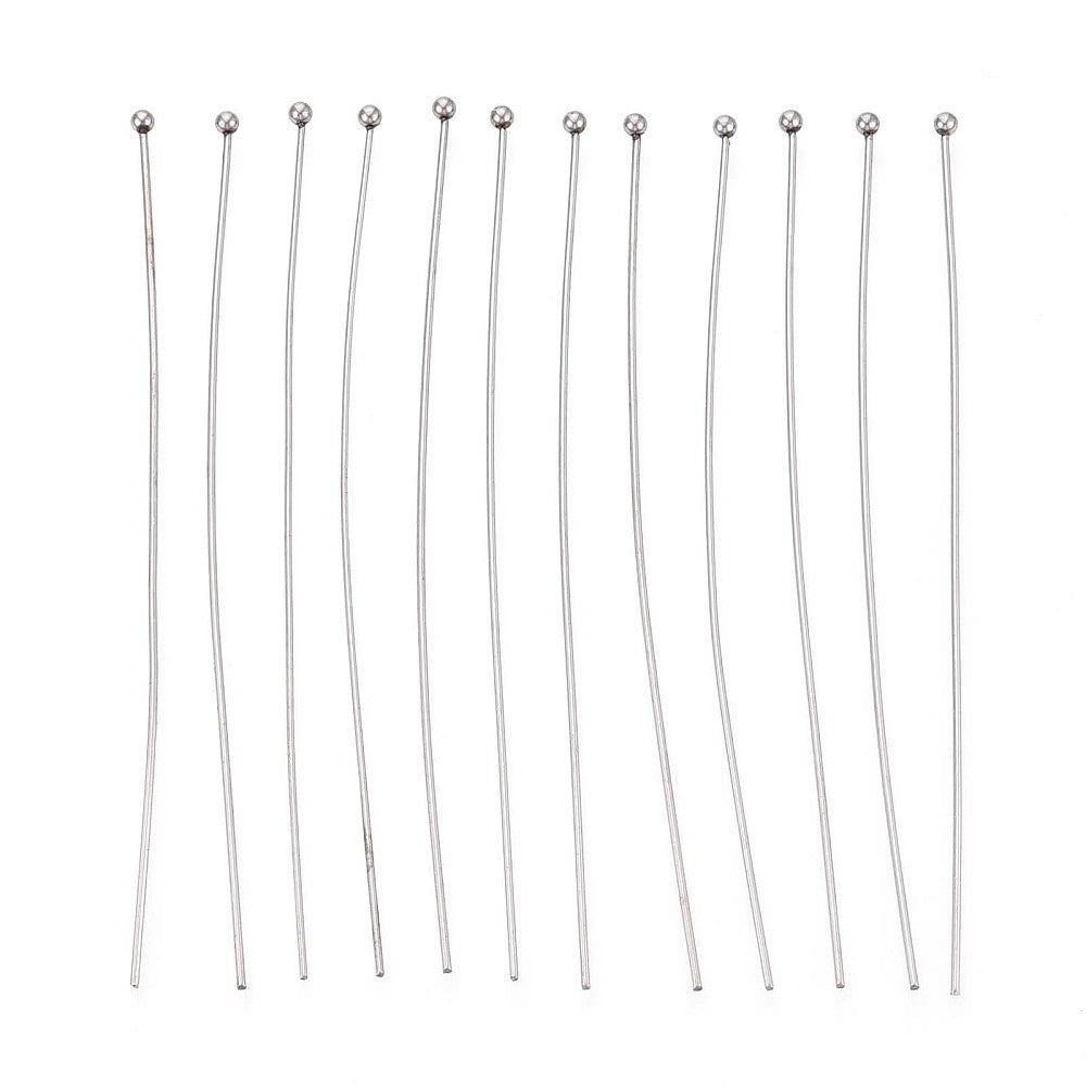 Stainless Steel Head Pins – 70mm – Pack of 100 | The Pink Bead Shop Canada
